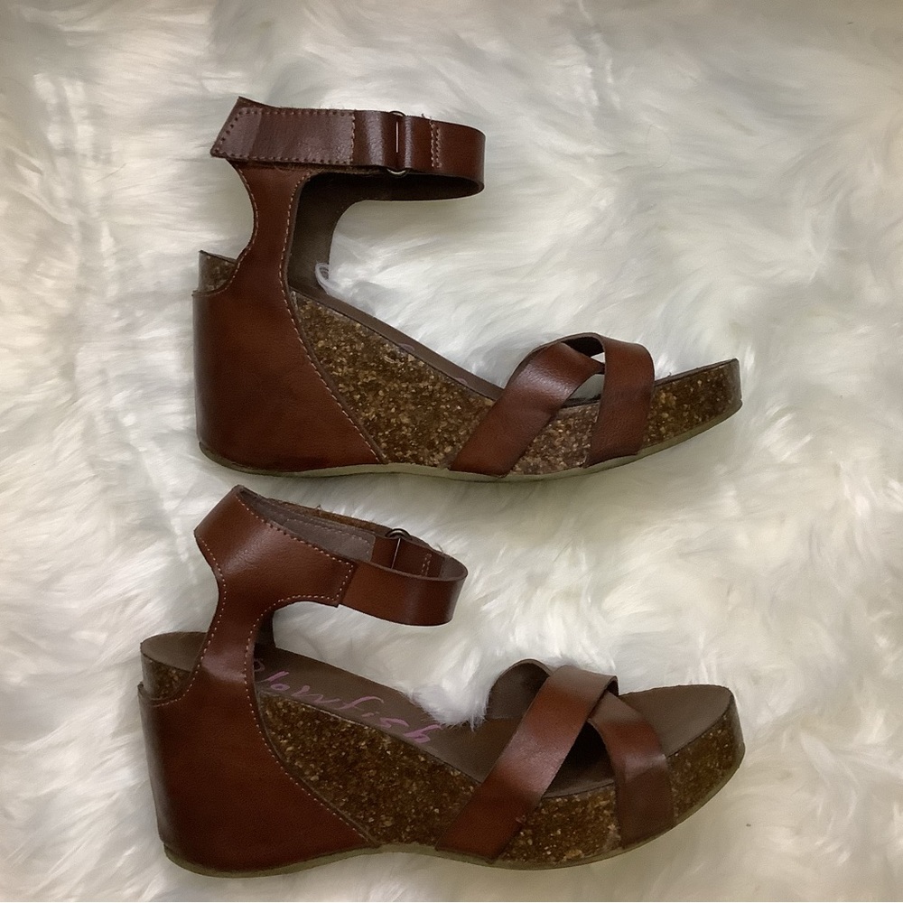 BLOWFISH Brown Cork Heel Sandals Size 7